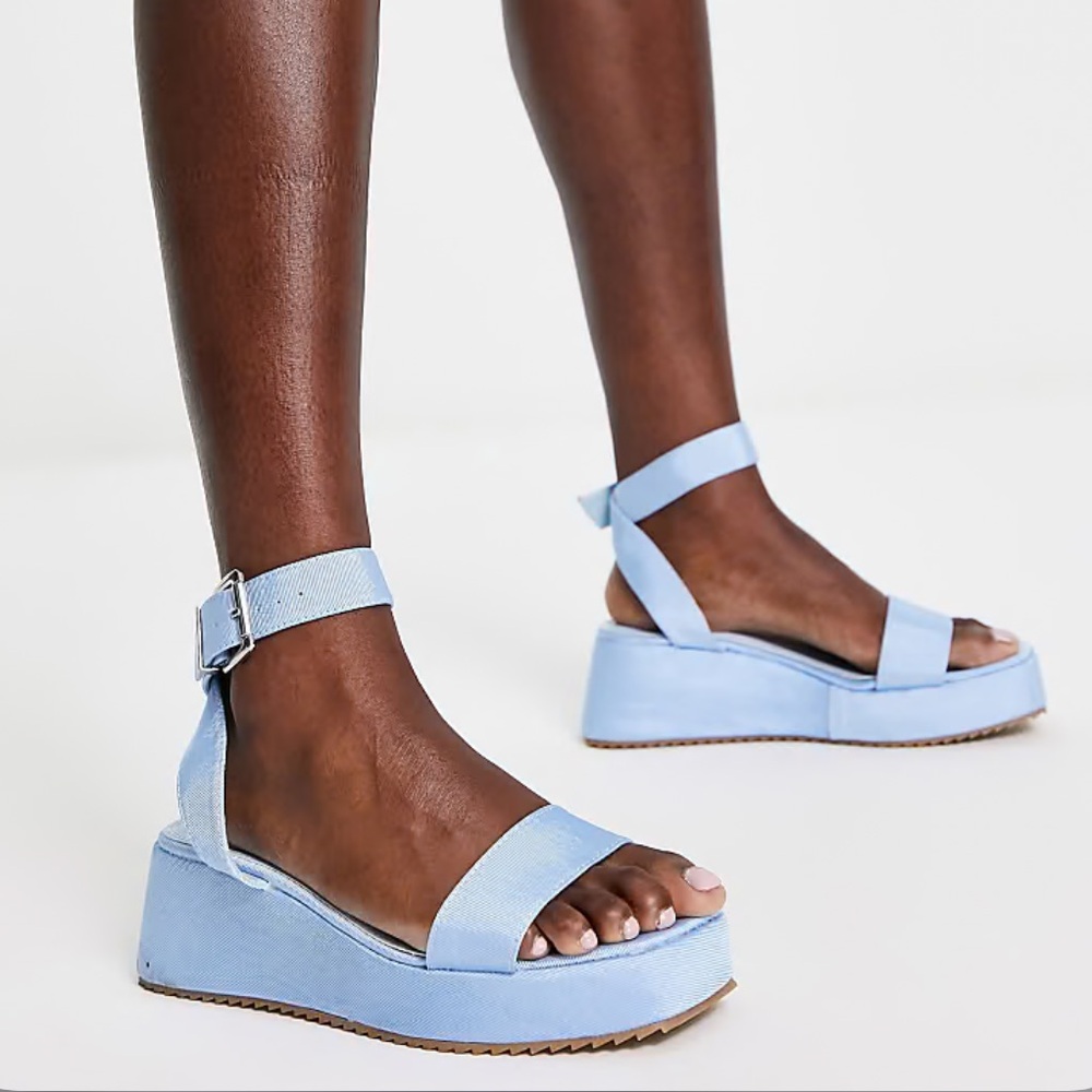 ASOS DESIGN Tati Flatform Sandals in Blue